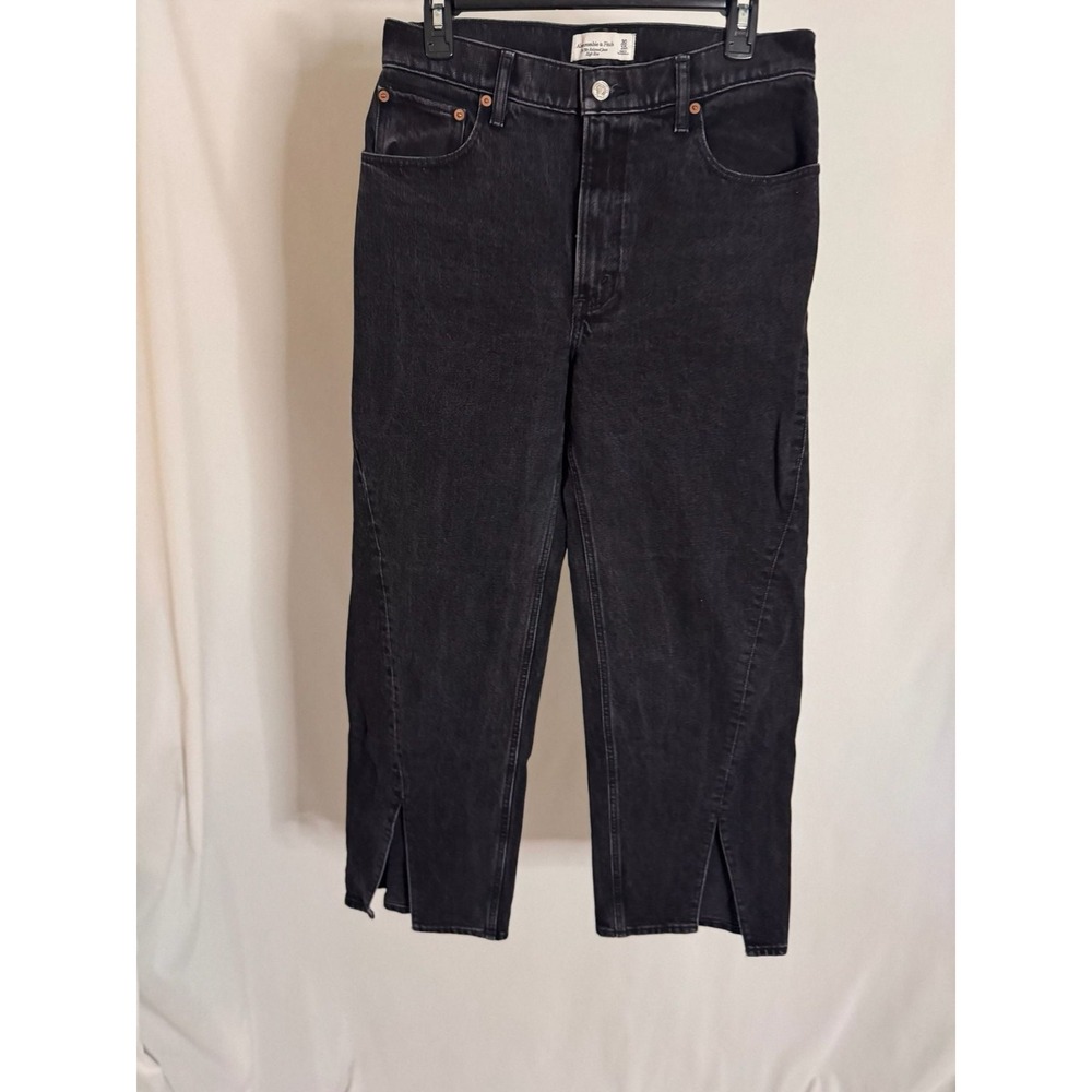 Abercrombie &‎ Fitch - 90s Relaxed High Rise Split Hem Jeans - Black - 30/10S
